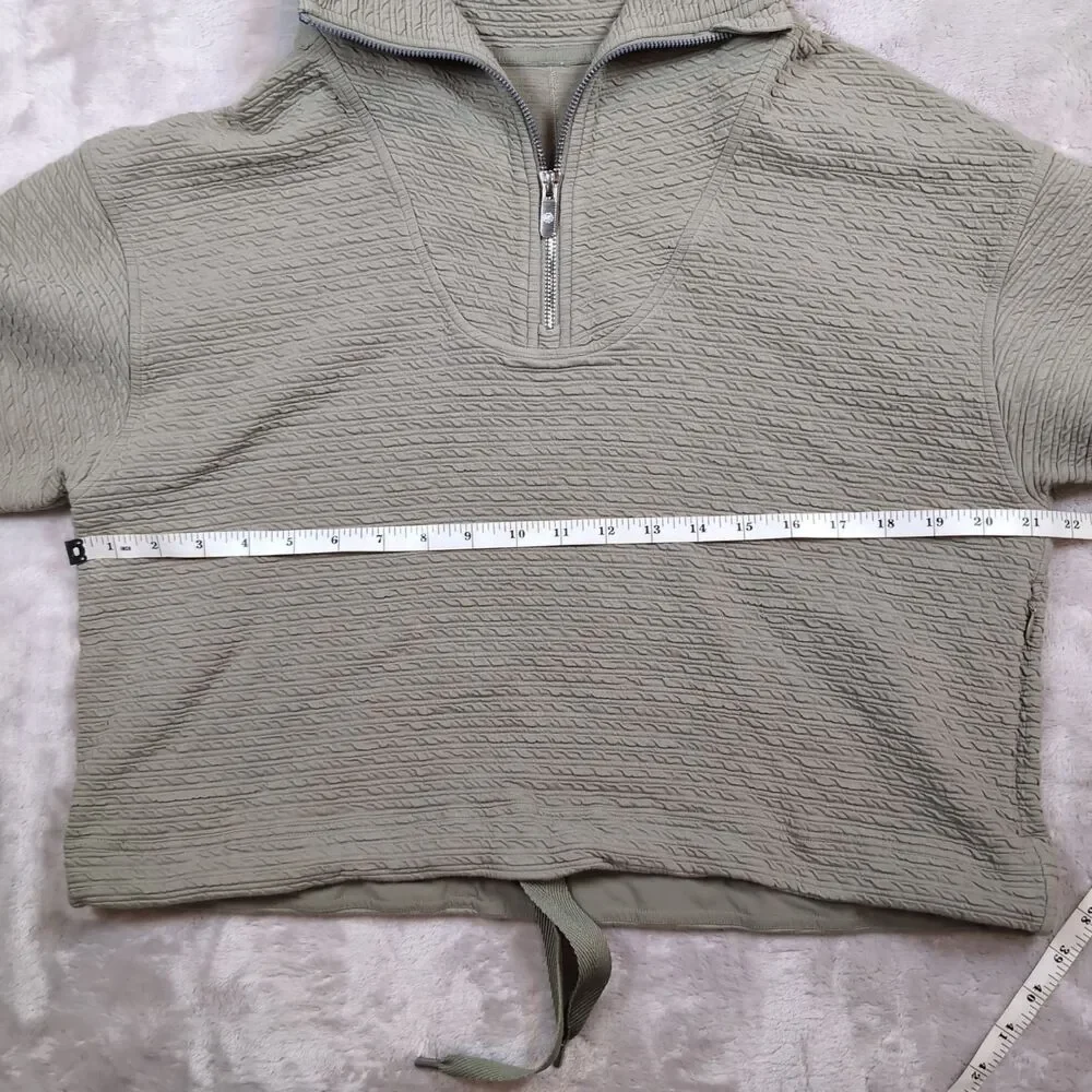 Lululemon‎ Textured Half Zip Pullover Womens Small / XS Green Cinch Hem Cropped